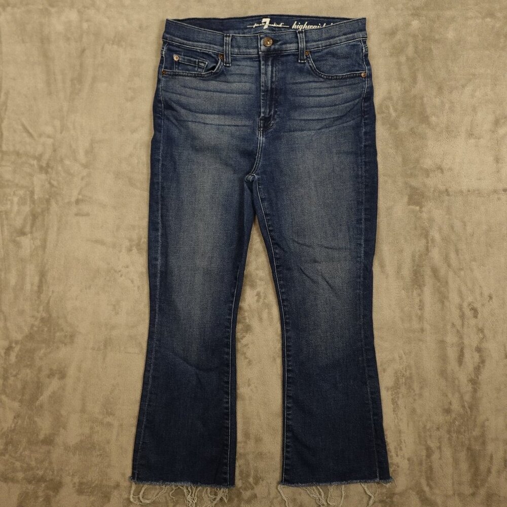 7 for all Mankind jeans high waist slim‎ bootcut crop women's 29 blue denim